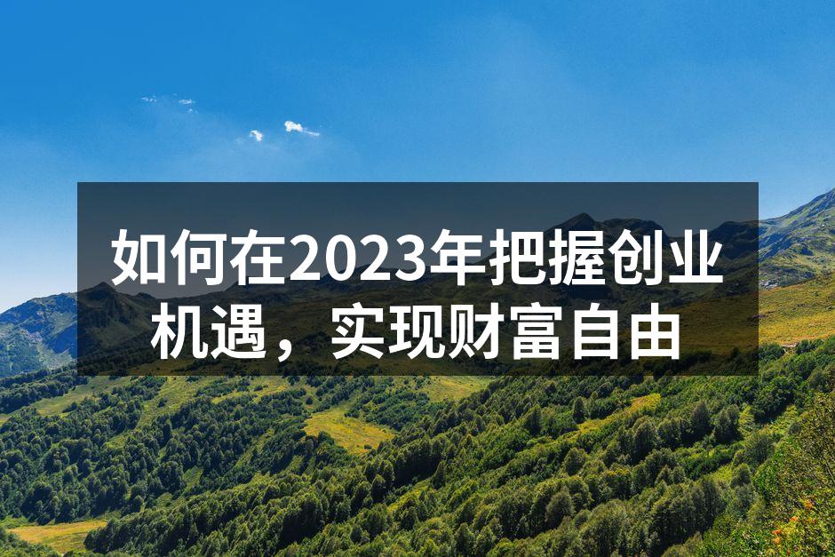 如何在2023年把握创业机遇，实现财富自由